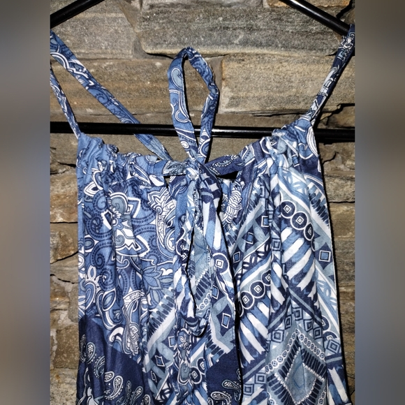 Lucky Brand Halter Top Maxi Dress, Ties At Back Of Neck, Ruffle Hem - Picture 11 of 14